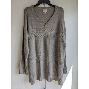 St. John's Bay Women's Long Sleeve V-neck Button Front Acrylic Sweater Size 1X